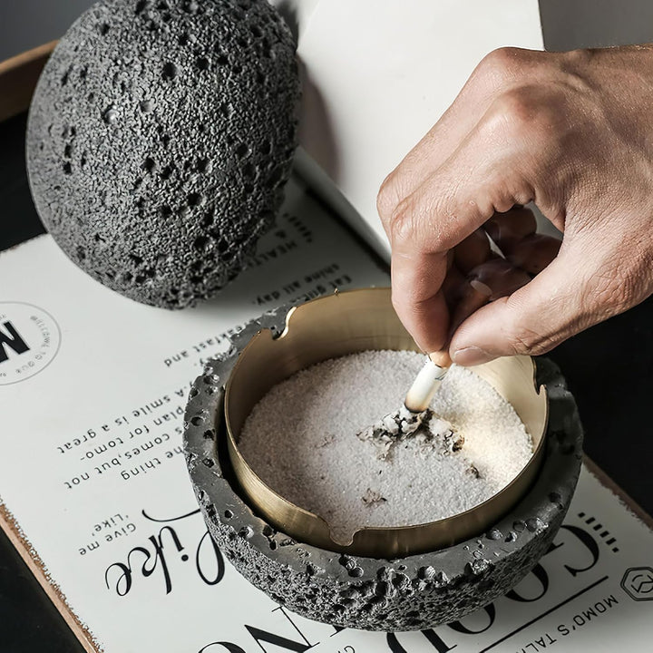 Mode-Mülleimer, Beton+Innenzylinder aus Metall Leicht zu Reinigen (Dunkelgrau), Dunkelgrau