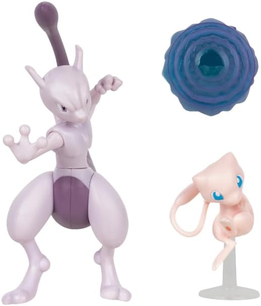 Pokémon Pokemon Figuren Set Mew & Mewtwo – 5 & 10 cm - Neues offizielles Spielzeug Modern, Modern