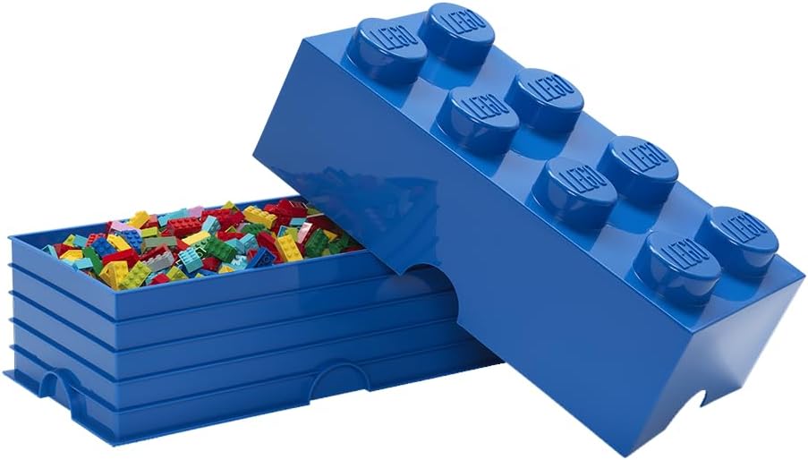 LEGO Aufbewahrungsstein, 8 Noppen, Stapelbare Aufbewahrungsbox, 12 l, blau Blau 18 x 25 x cm, Blau 1