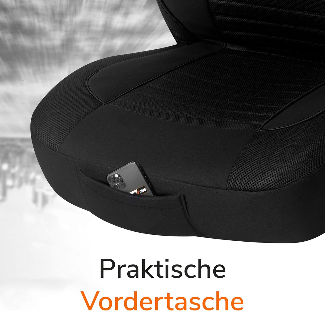 Upgrade4cars Autositzbezüge Vordersitze Schwarz | Auto-Schonbezüge Set Vorne für Fahrersitz & Beifah