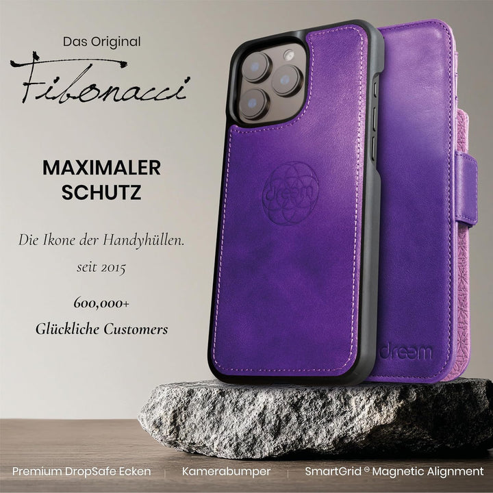 Dreem Fibonacci kompatibel mit iPhone 15 Pro Max Brieftaschen-Etui / 2-in-1 stossfestes Etui und abn