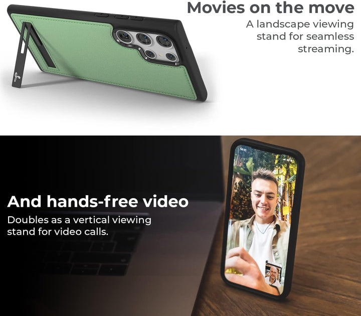 Snakehive Metro Lederhülle für Samsung Galaxy S22 Ultra || Echtleder Handyhülle mit Standfunktion ||