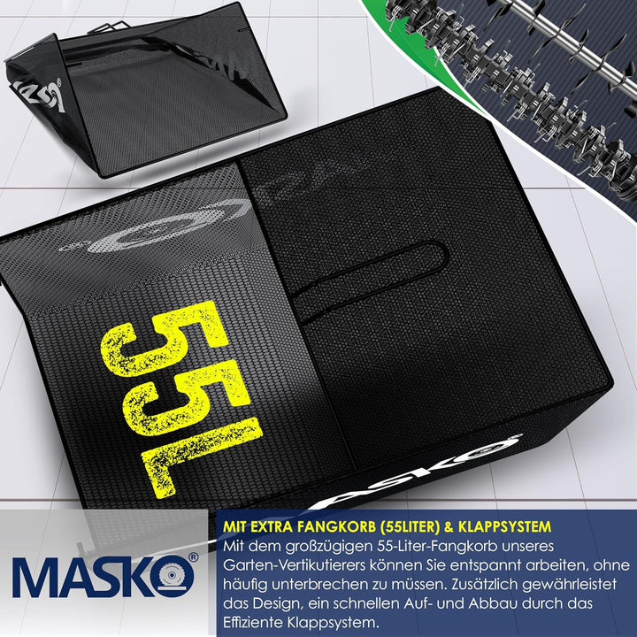 MASKO® Elektro 2in1 Vertikutierer Rasenlüfter 1800 Watt 40cm Arbeitsbreite 55L Fangkorb inkl. Lüfter