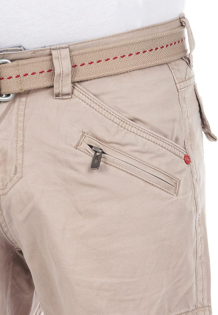 Timezone Cargohose Herren mit Gürtel BenitoTZ Loose Fit Cargo Hose Taschen Baumwolle Beige Grau Khak