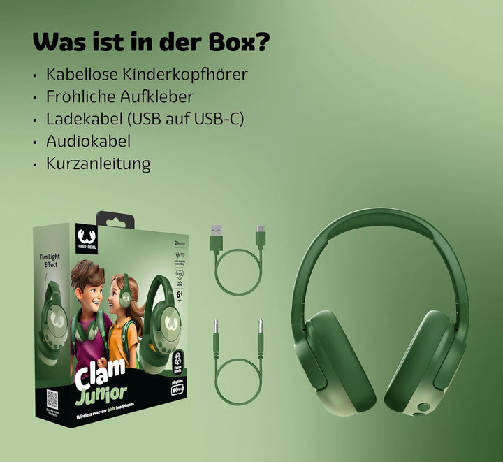 Fresh 'n Rebel Clam Junior, Bluetooth-Kopfhörer für Kinder mit aktiver Geräuschunterdrückung, sicher
