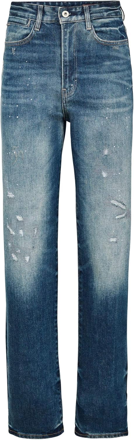 G-STAR RAW Damen Tedie Ultra High Waist Straight Jeans 24W / 32L Blau (Antic Faded Arsenic Blue Rest