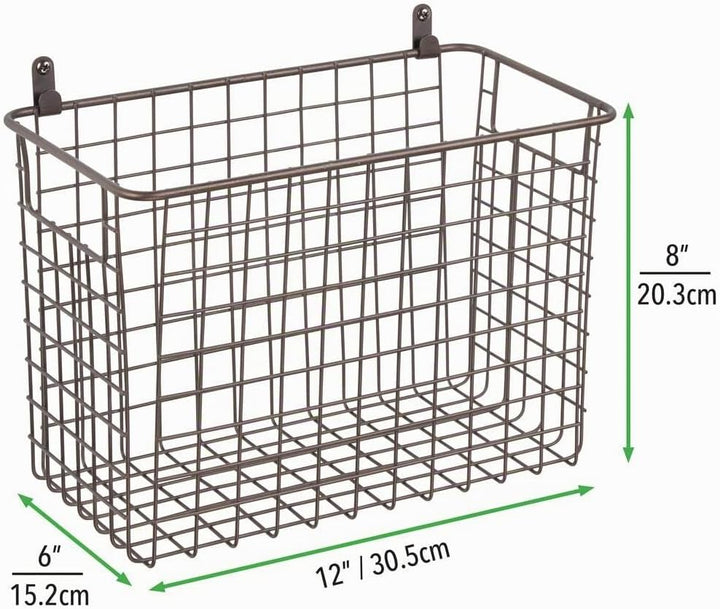 mDesign 2er-Set Wandregal aus Metall – grosser Ablagekorb für Flur, Schlafzimmer und andere Räume –