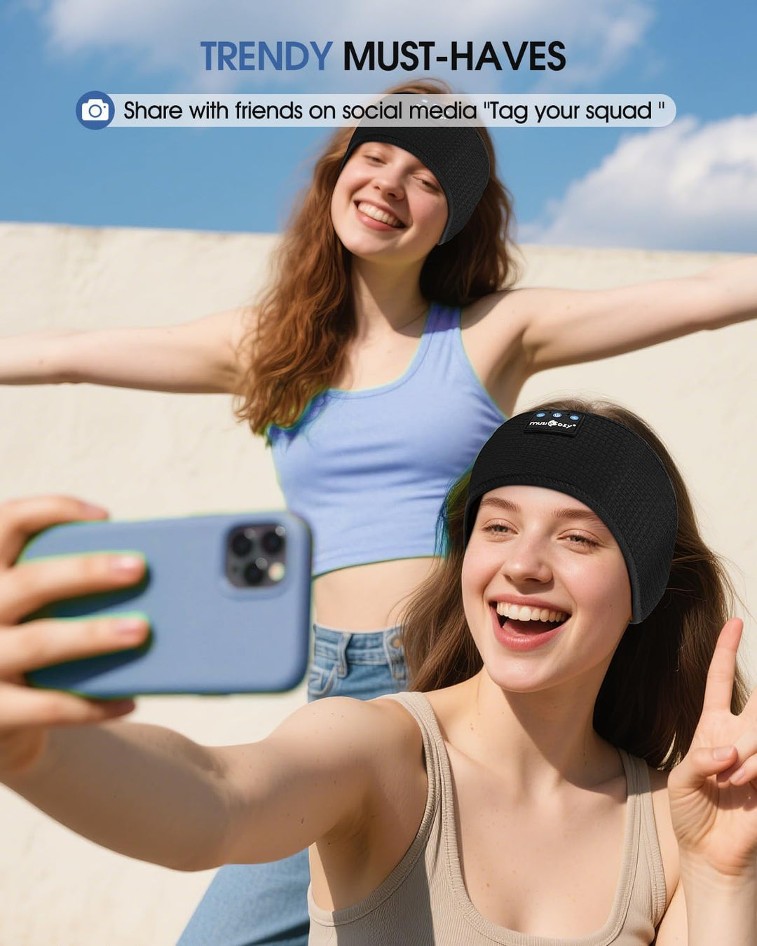 MUSICOZY Schlafkopfhörer Bluetooth 5.4, Bequem &amp; Ultraleicht Stirnband kopfhörer zum Schlafen mit Hi