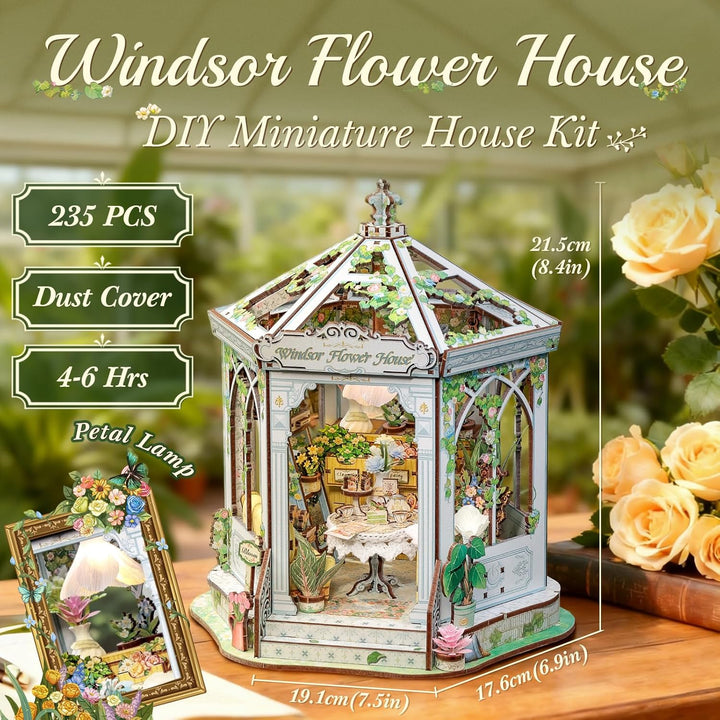 CUTEBEE Book Nook Kit - Puppenhaus für Erwachsene, Elegantes Europäisches Blühendes Miniaturhaus mit
