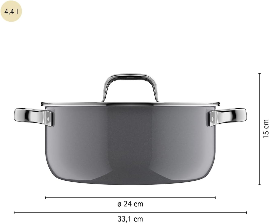 WMF Fusiontec Mineral Pro, Bratentopf mit Deckel, 24 cm, langlebig, kratzfestes Material, Kochtopf I
