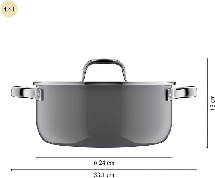 WMF Fusiontec Mineral Pro, Bratentopf mit Deckel, 24 cm, langlebig, kratzfestes Material, Kochtopf I