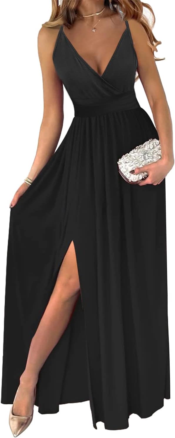 JENJON Damen Sommer Kleid Elegant Off Shoulder Kurzarm Ohne Arm V-Ausschnit Tunika Maxikleider Casua