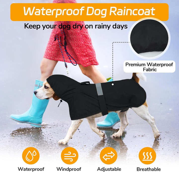 Lelepet Hund Regenmantel, wasserdichte Regenjacke für Grosse Hunde, Hunderegenmantel mit Reflektiere