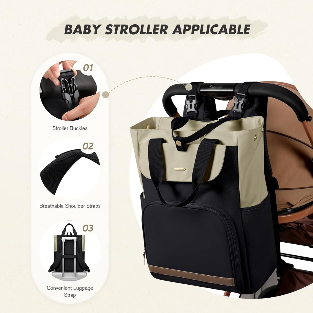 GOLF SUPAGS 25L Baby Wickelrucksack mit Tragbarer Wickelauflage und Kinderwagengurte, Lsoliertes Lun