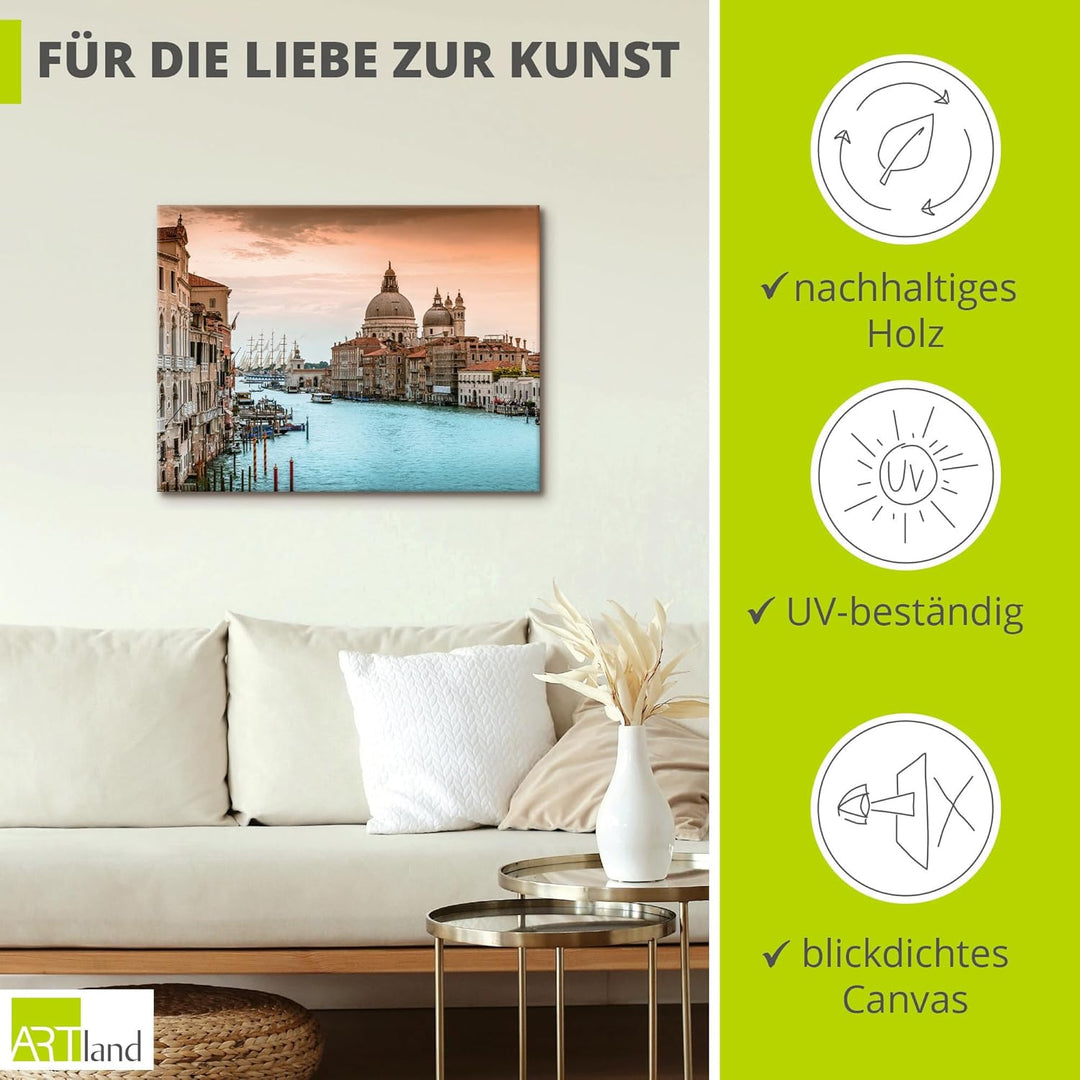 ARTland Leinwandbilder Wandbild Bild auf Leinwand 40 x 30 cm Wanddeko Italien Venedig Canal Grande G