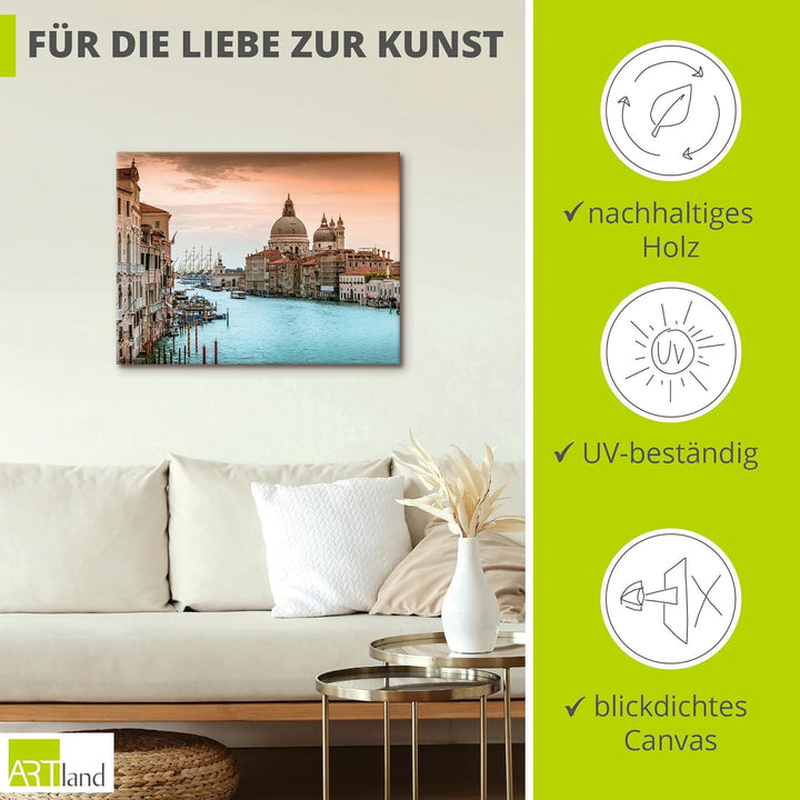 ARTland Leinwandbilder Wandbild Bild auf Leinwand 40 x 30 cm Wanddeko Italien Venedig Canal Grande G