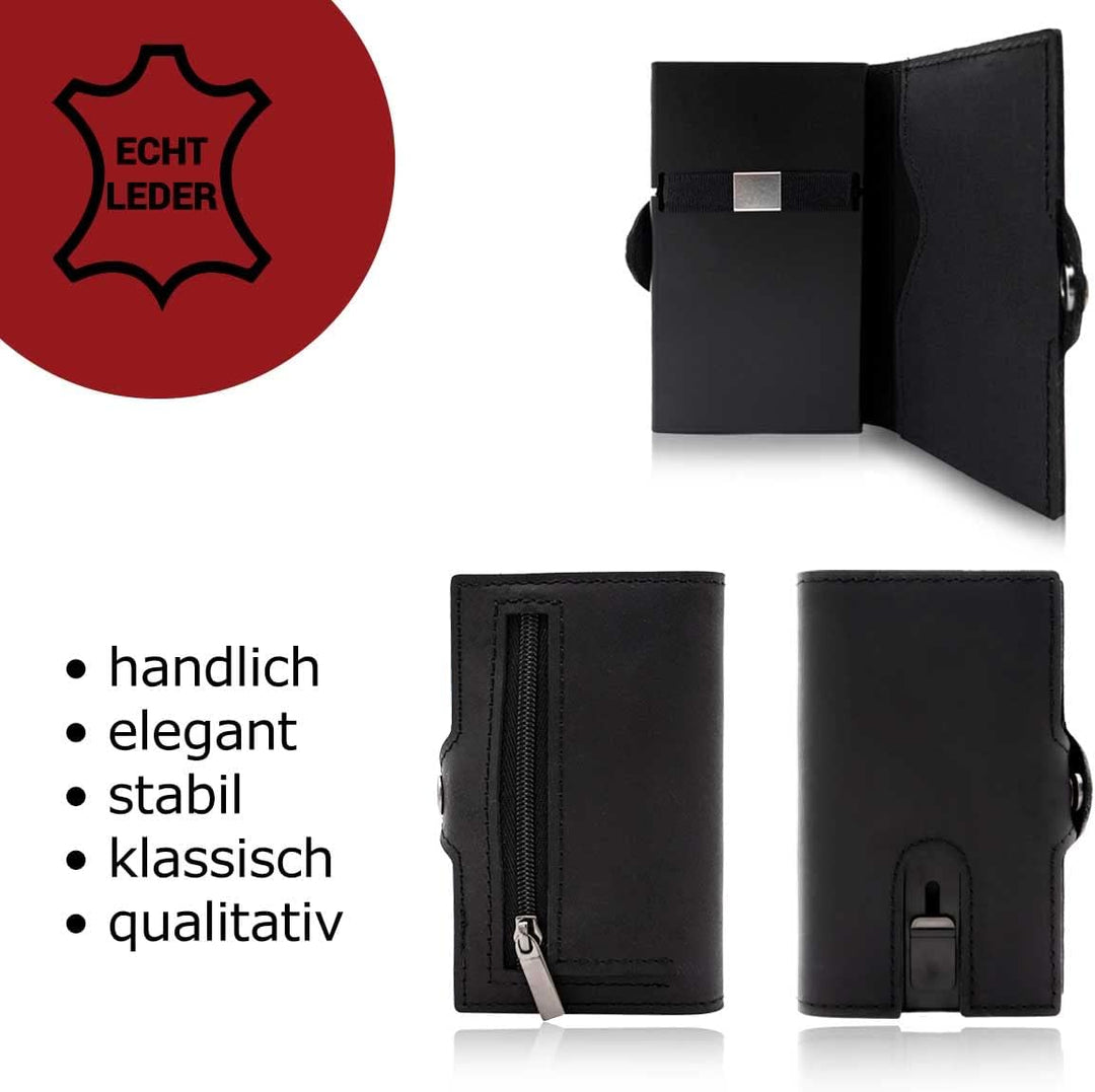 Juwelier Schönerg Peramons Wallet I Cardholder I RFID-Schutz I Echtleder Schwarz I Herren Geldbörse