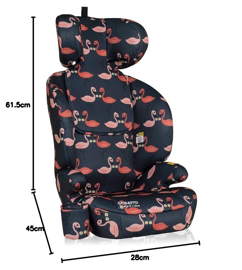 Cosatto Ninja 2 i-Size Hochlehnen-Sitzerhöhung 100-150cm (Pretty Flamingo) | ISOFIX oder Fahrzeuggur