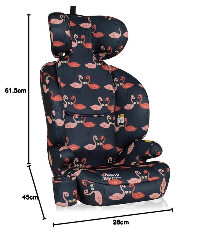 Cosatto Ninja 2 i-Size Hochlehnen-Sitzerhöhung 100-150cm (Pretty Flamingo) | ISOFIX oder Fahrzeuggur