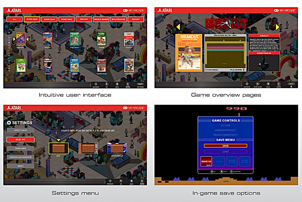 MY ARCADE Gamestation Pro Atari 200 Games Consola Retro + 2 Mandos