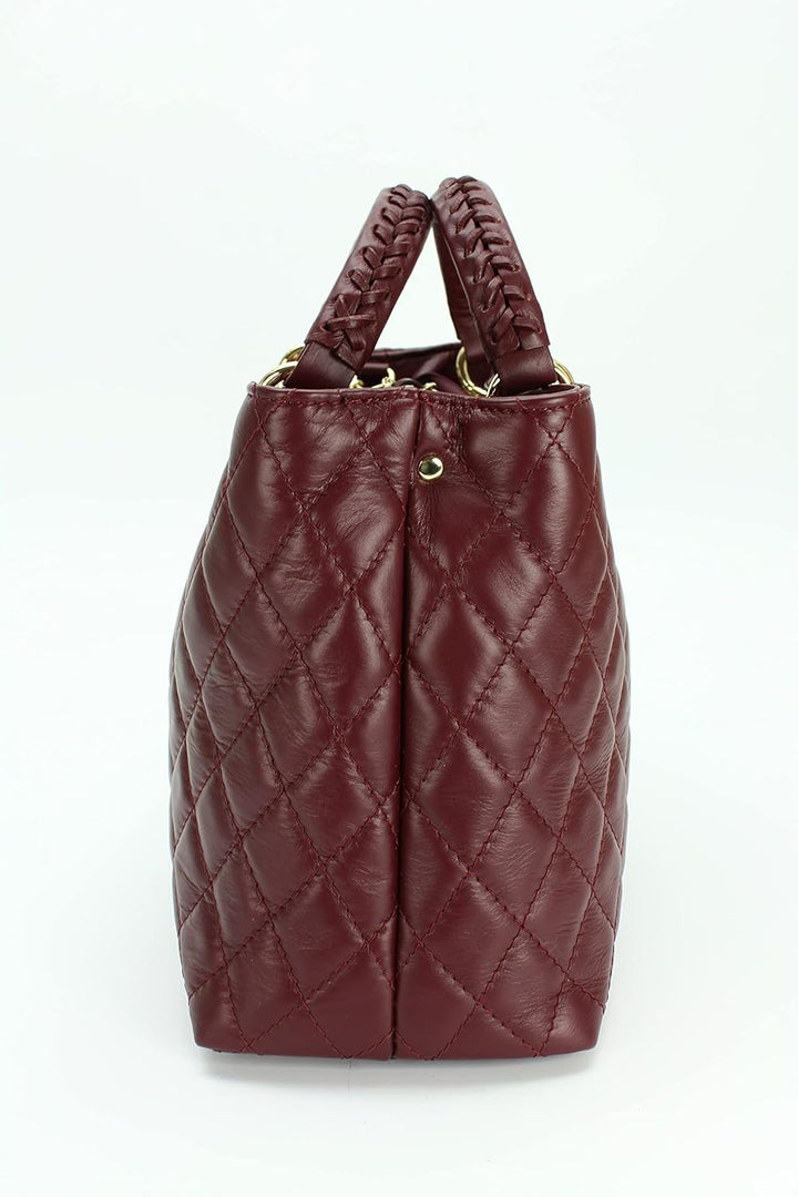 Belli edle italienische Echt Nappa Leder Damentasche Henkeltasche Umhängetasche gesteppt - 34x25x17