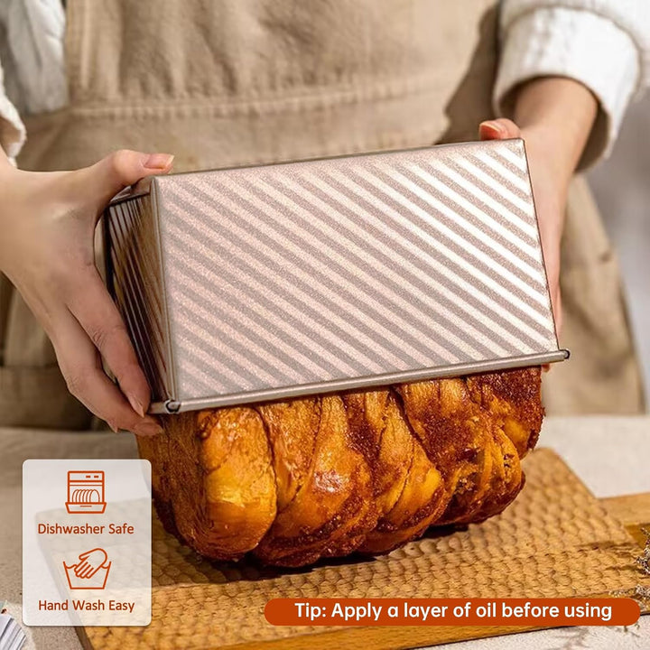 2 Stück Brotbackform mit Deckel, Toastbrot Backform mit Deckel, 450g (1lb) Antihaft Brotform Kastenf
