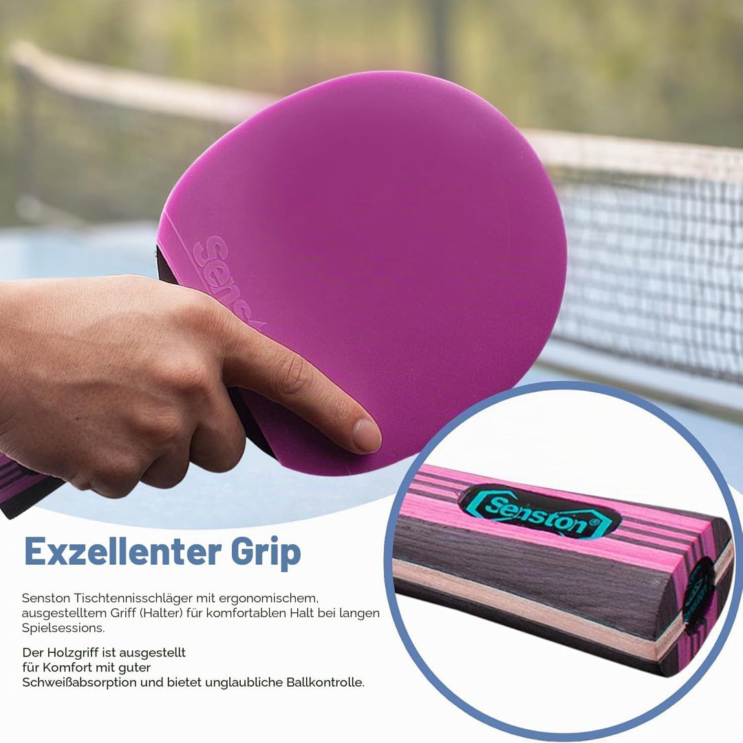 Senston Tischtennisschläger Set, 2 Tischtennisschlager, 3 Tischtennis Bälle und 1 Tasche Ideal für S