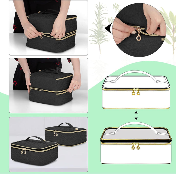 Luxja Ätherische Öl Tasche, Doppelschicht Aufbewahrungstasche für Öle und Zubehör, Öl Tasche für 60
