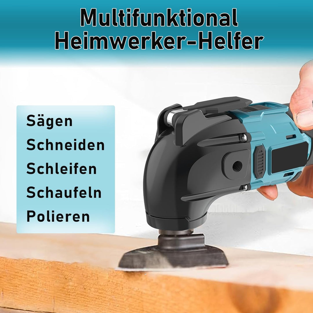 Oszillationswerkzeug Akku für Makita 18V, Bürstenlos Multitool Oszillierwerkzeug mit 22 Zubehör, 6 G