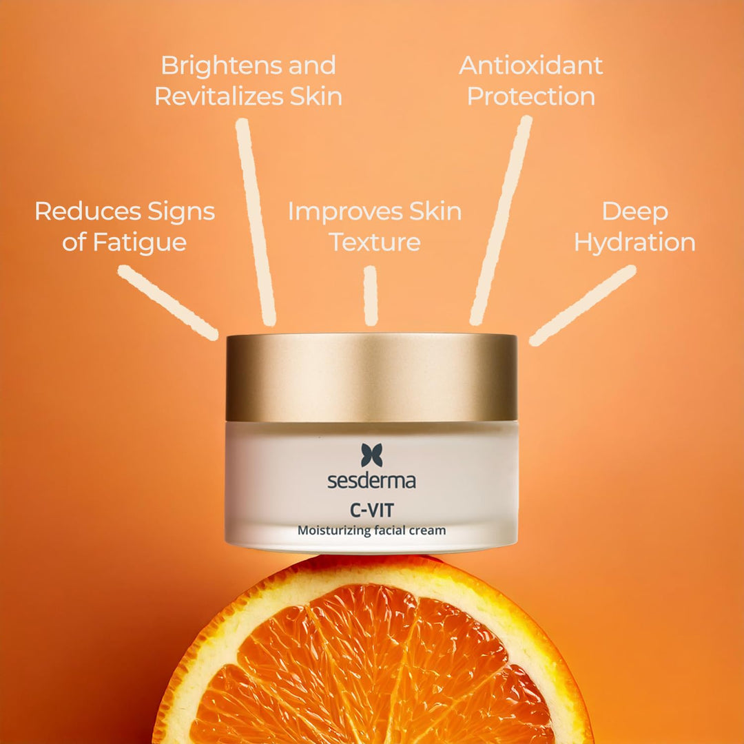 Sesderma | C-Vit Feuchtigkeitsspendende Gesichtscreme | Vitamin C | Hydratisierte und Strahlende Hau