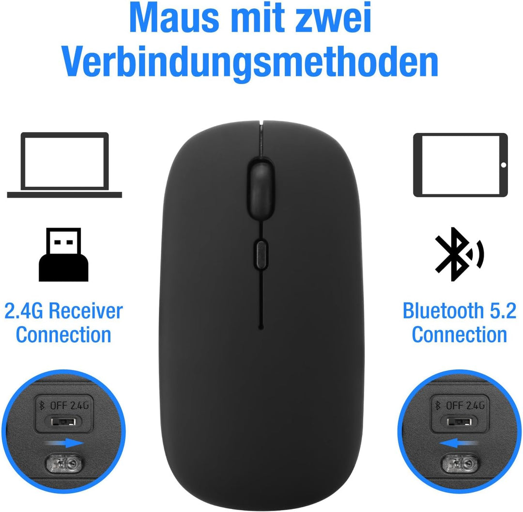 MAYPHY Tragbare Bluetooth-Tastatur und -Maus mit Hintergrundbeleuchtung, wiederaufladbare Mini-Tasta