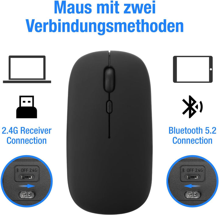MAYPHY Tragbare Bluetooth-Tastatur und -Maus mit Hintergrundbeleuchtung, wiederaufladbare Mini-Tasta