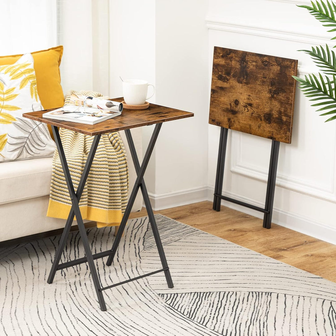 HOOBRO Beistelltisch, Klappbar Tablett Tisch, Sofatisch, TV Tray im Industriestil, Einfach Montierba