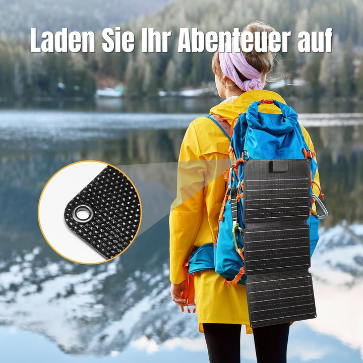 Raddy SP30 30W Solarpanel, faltbares tragbares Solar-Ladegerät, QC3.0 USB Port/Type-C/DC 18V Schnell