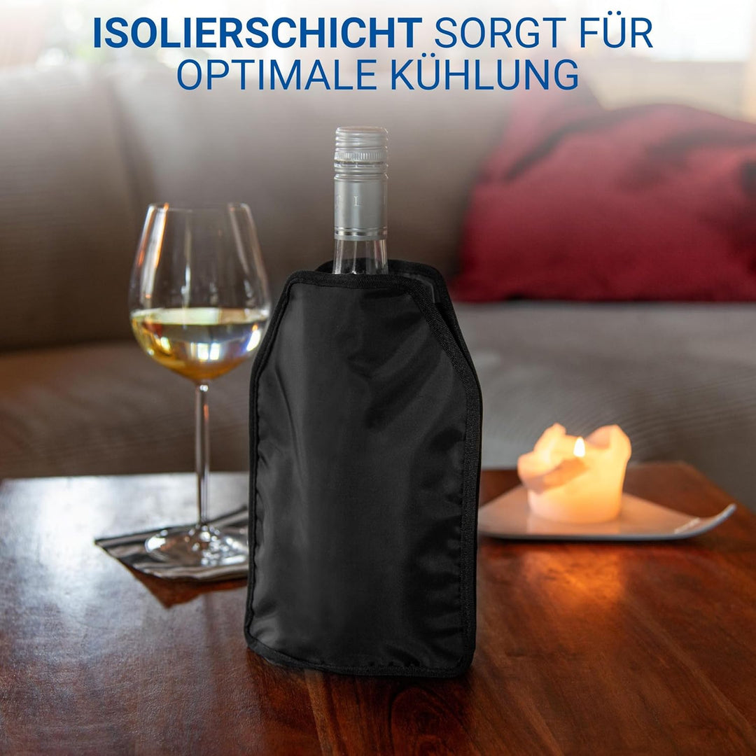 Weinzubehör 2er Set 'Chill & Style' - 1x Doppelwandiger Flaschenkühler aus Edelstahl Ø10cm - 1x Kühl
