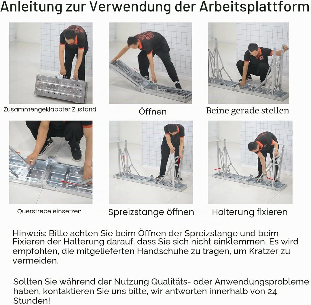 HIYOUGO Arbeitsplattform Arbeitsbühne, Höhenverstellbar Klappbare Tragbare Gerüst Arbeitsgerüst, Ant