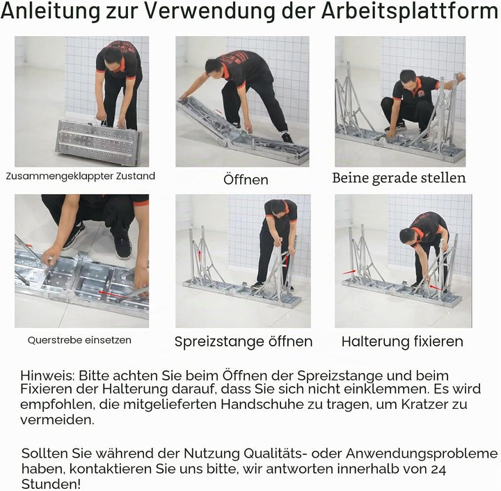 HIYOUGO Arbeitsplattform Arbeitsbühne, Höhenverstellbar Klappbare Tragbare Gerüst Arbeitsgerüst, Ant
