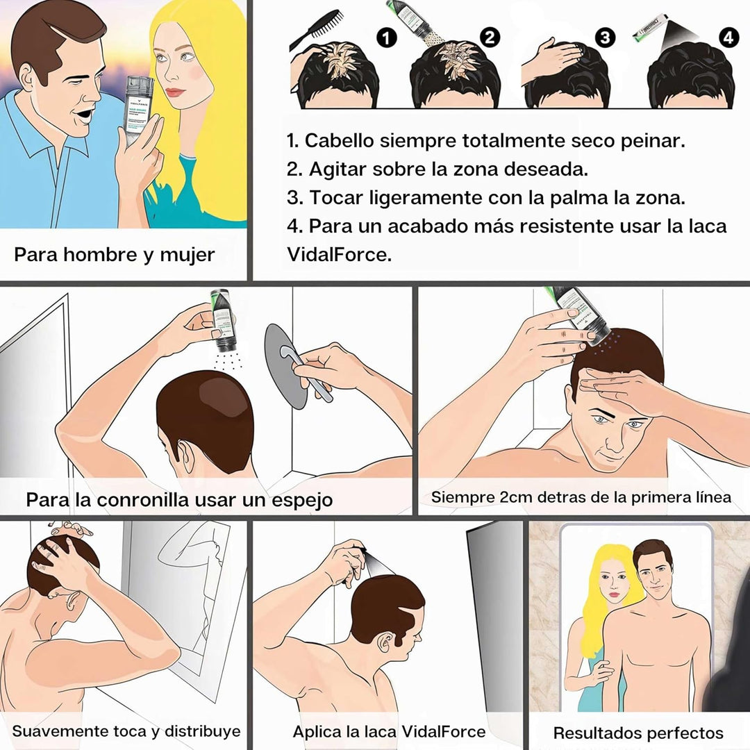 VidalForce. Schütthaar Dunkelbraun (60gr = 2x30gr) 100% Natürlich Ansatzpuder I Dichtes Haar in 20s