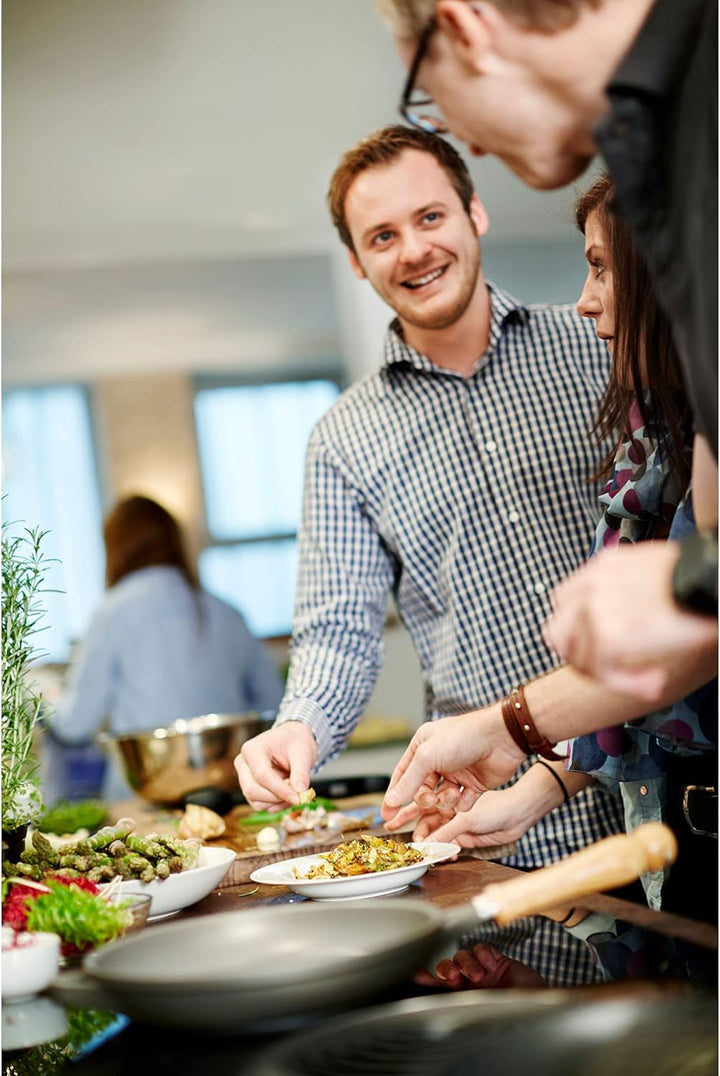 Berndes Classics Wok Bonanza 32 cm, Wokpfanne mit Glasdeckel und Stäbchen, 3-lagiger Antihaftversieg