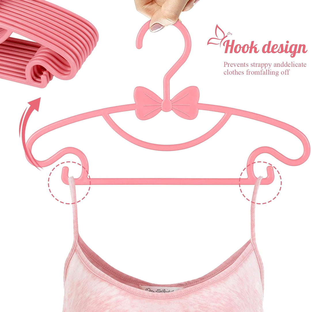 Baby Kleiderbügel Rosa, 40 Stück Babykleiderbügel Set mit Süssen Bögen, rutschfest Kinderkleiderbüge
