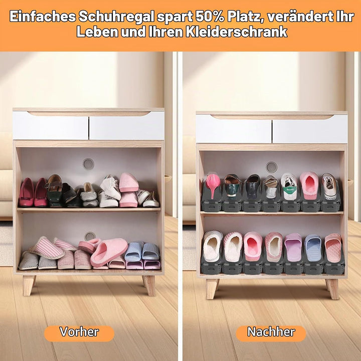 JOYBOY Einstellbare Schuhregale,24 Stück rutschfest Schuhstapler Doppelschicht Schuhhalter Platzspar