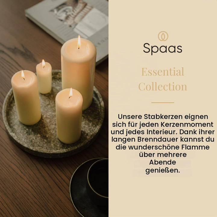 SPAAS 9er-Pack Stumpenkerze 60/150 mm, ± 45 Stunden, ohne Duft - elfenbein, Elfenbein