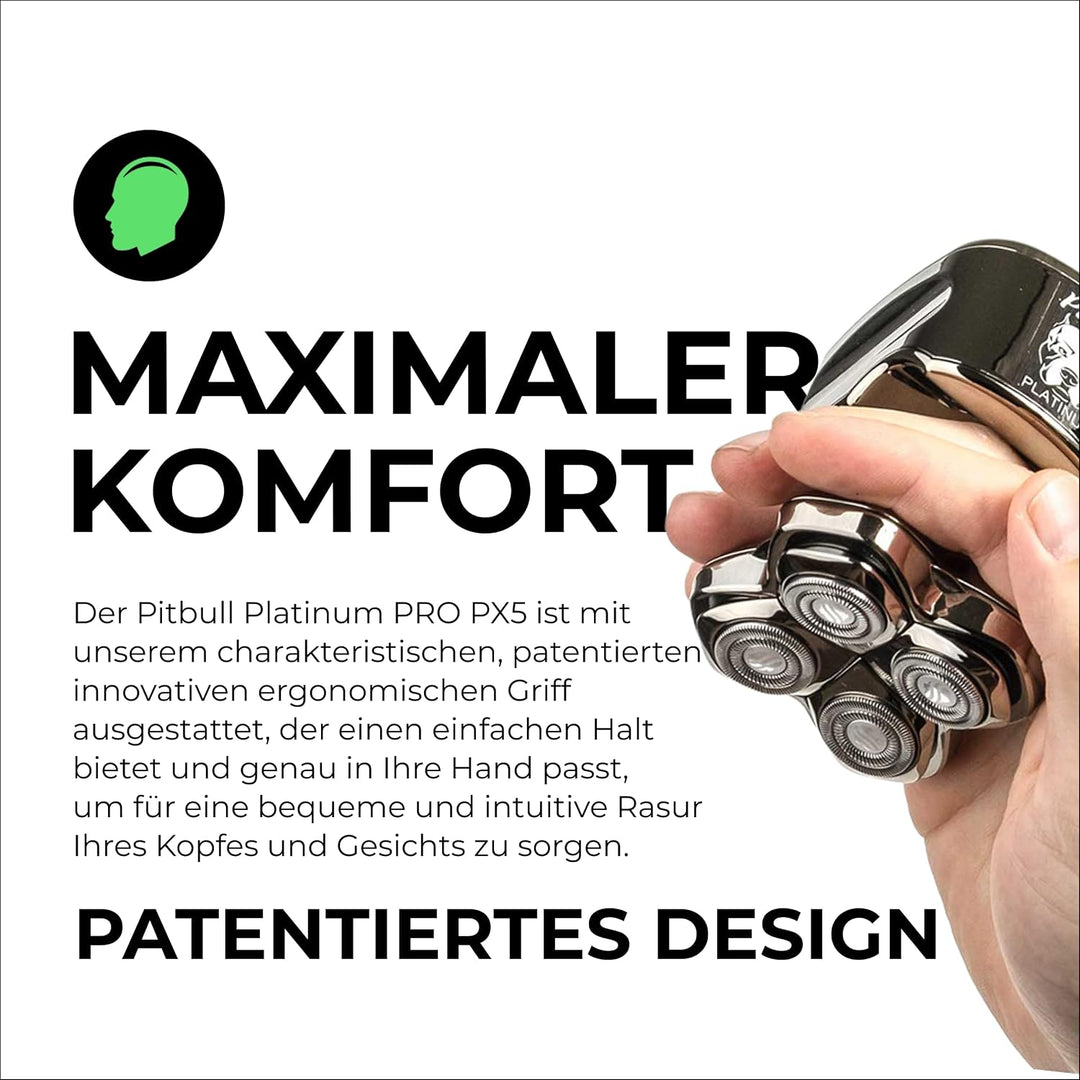 Skull Shaver Pitbull Platinum Pro PX5 - Elektrorasierer für Herren - Kabellos, Wiederaufladbar, Nass