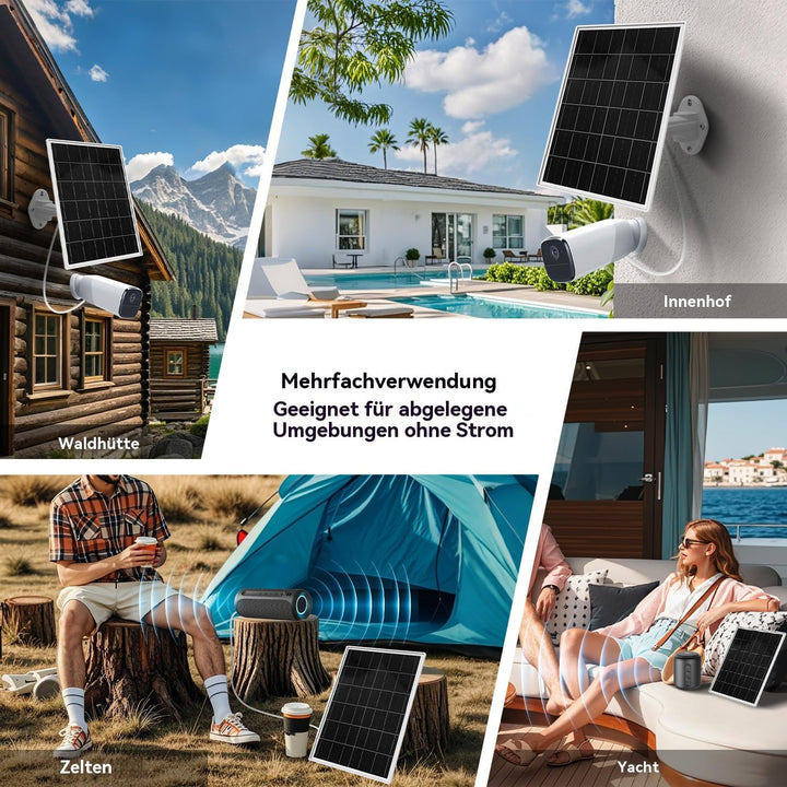 Solarpanel für Trail-Kamera, Spielkamera, Sicherheitskameras, eingebauter wiederaufladbarer 20.000 m