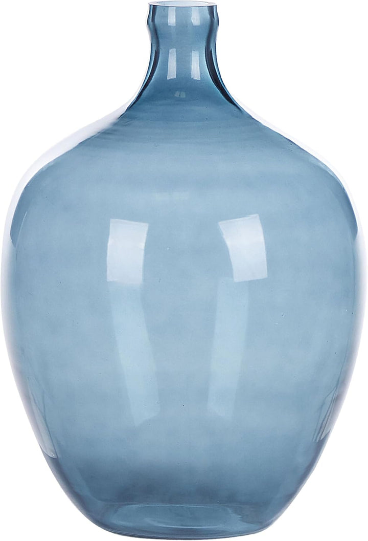 Runde Dekovase aus gefärbtem Glas handgefertigt blau 39 cm Roti