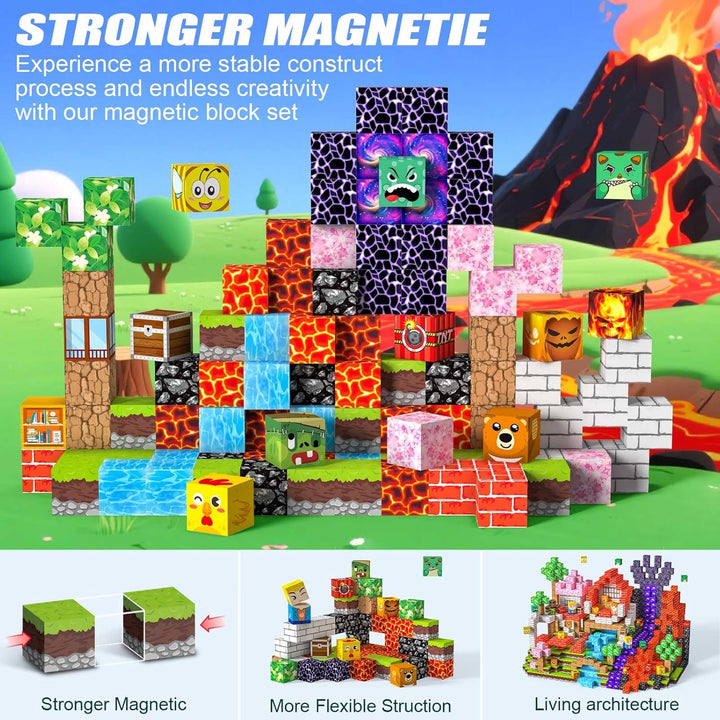 Magnetische Bausteine 100 PCS 2CM Magnetbausteine für Kinder ab 3 Jahre Magnetic Blocks, Montessori