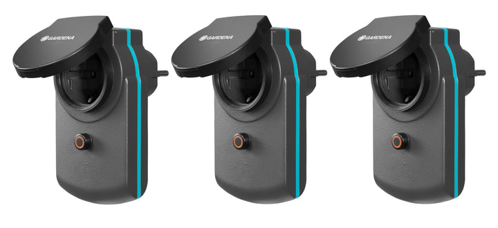 Gardena smart Power Zwischenstecker 3er Set: Schaltbarer Verbindungsstecker für den Aussenbereich zu