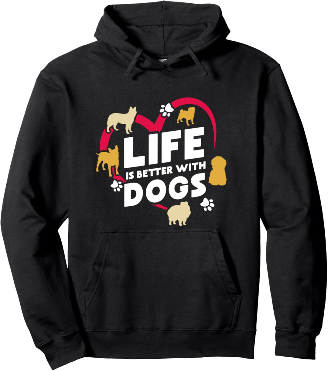 Life Is Better With Dogs Dog Collage Pullover Hoodie