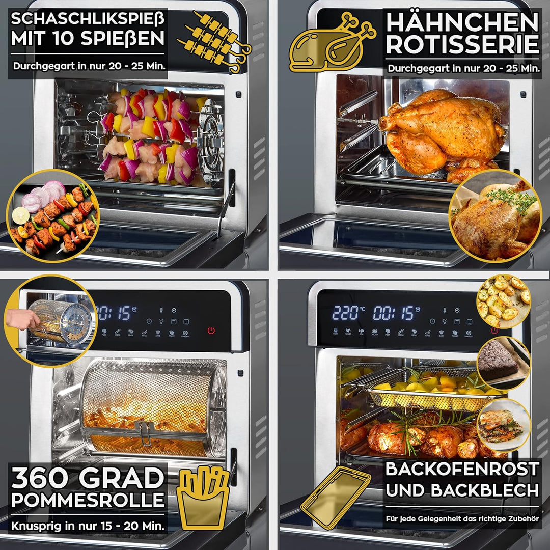 HEINRICHS Heissluftfritteuse Air Fryer mit digitalen LED-Display LCD Touch Display, 11 Pragrammen 18