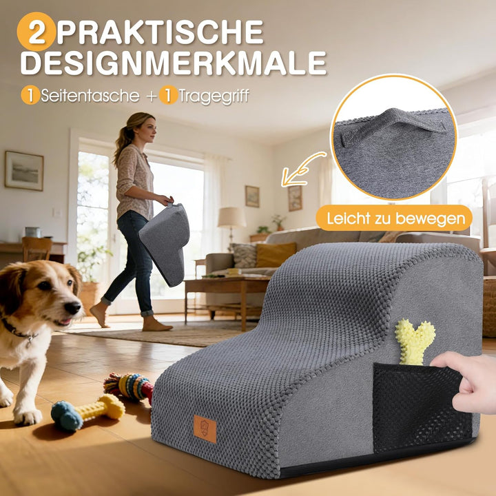Zvonema wasserdichte Hundetreppe 2 Stufen,Waschbar Leiter Hundetreppe für Kleine Hunde und Katzen, A